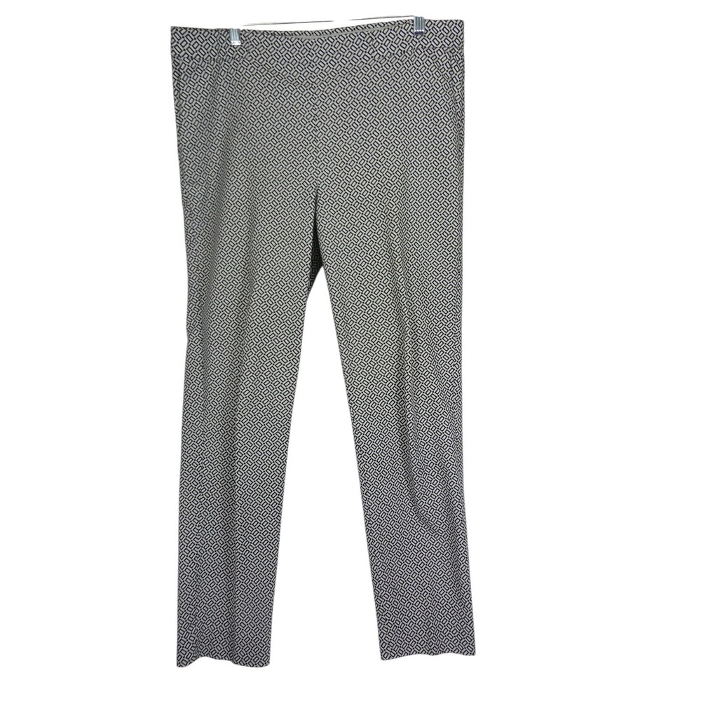 J. Jill Pants Women 14 Tall White‎ Black Geometric Slim Ankle Pull-On Stretch